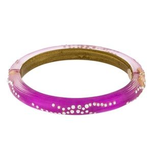 Alexis Bittar pink bangle; lucite & crystals w/ hinge and magnetic closures EUC
